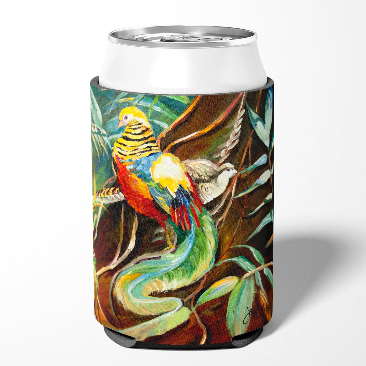 Mandarin Pheasant Can or Bottle Hugger Cooler Sleeve for Standard 12 oz Cans, Insulated Foam Beer & Soda Can Hugger Reusable