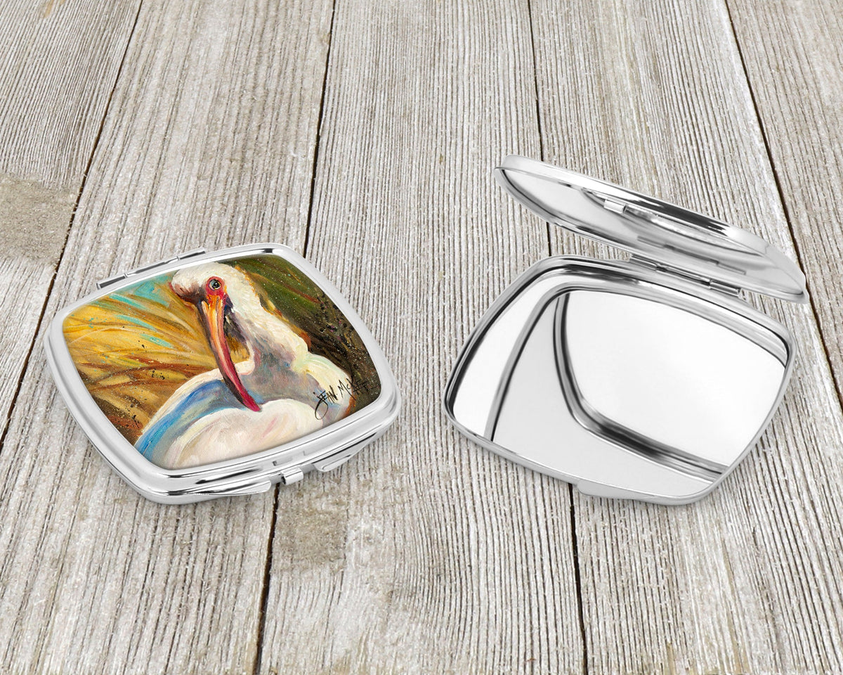 White Ibis Compact Mirror Decorative Travel Makeup Mirror for Women Girls Gifts Pocket Makeup Mirror Folding Handheld