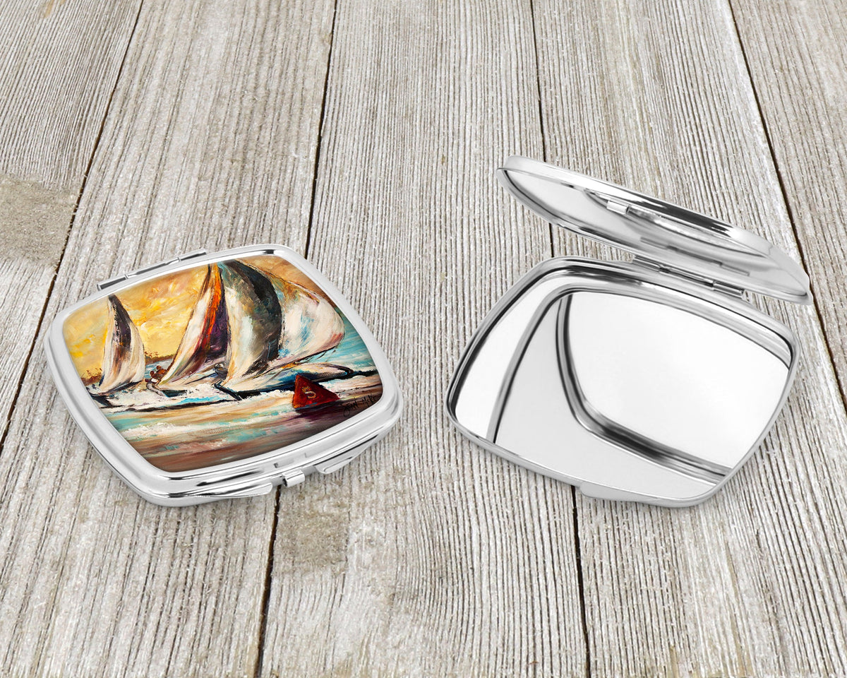 Boat Race Sailboats Compact Mirror Decorative Travel Makeup Mirror for Women Girls Gifts Pocket Makeup Mirror Folding Handheld
