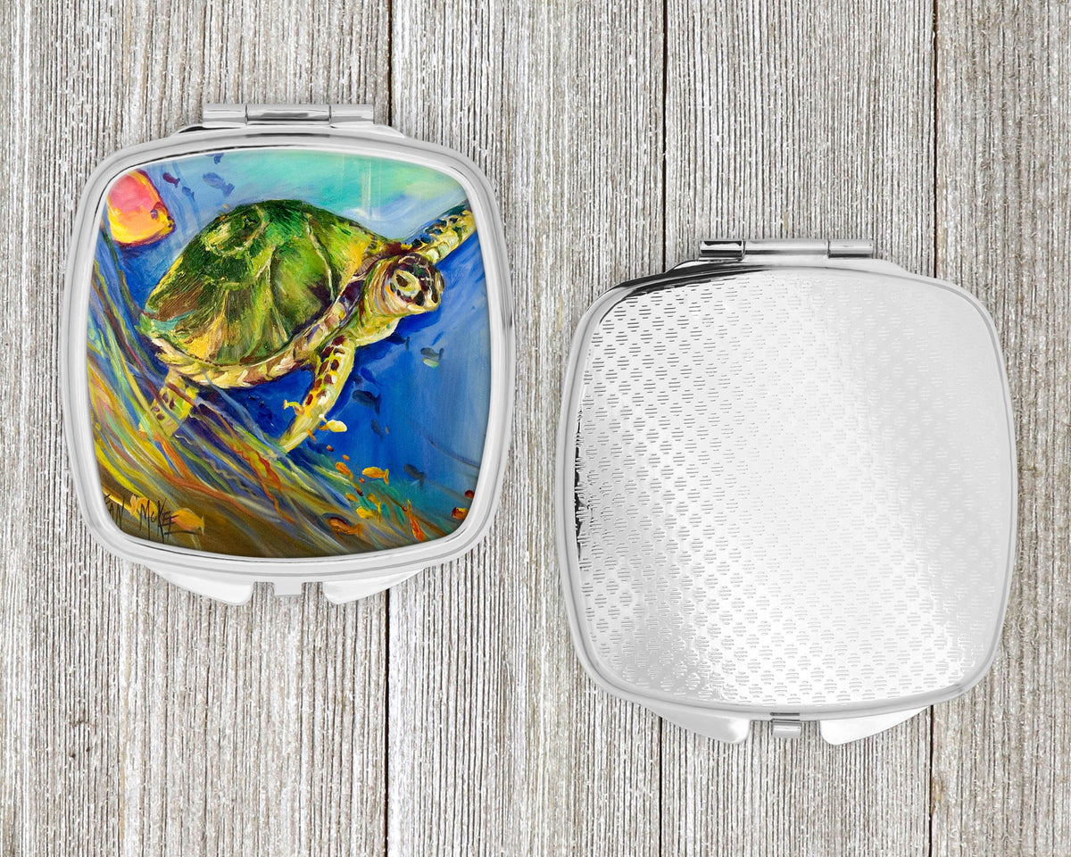 Loggerhead Sea Turtle Compact Mirror Decorative Travel Makeup Mirror for Women Girls Gifts Pocket Makeup Mirror Folding Handheld