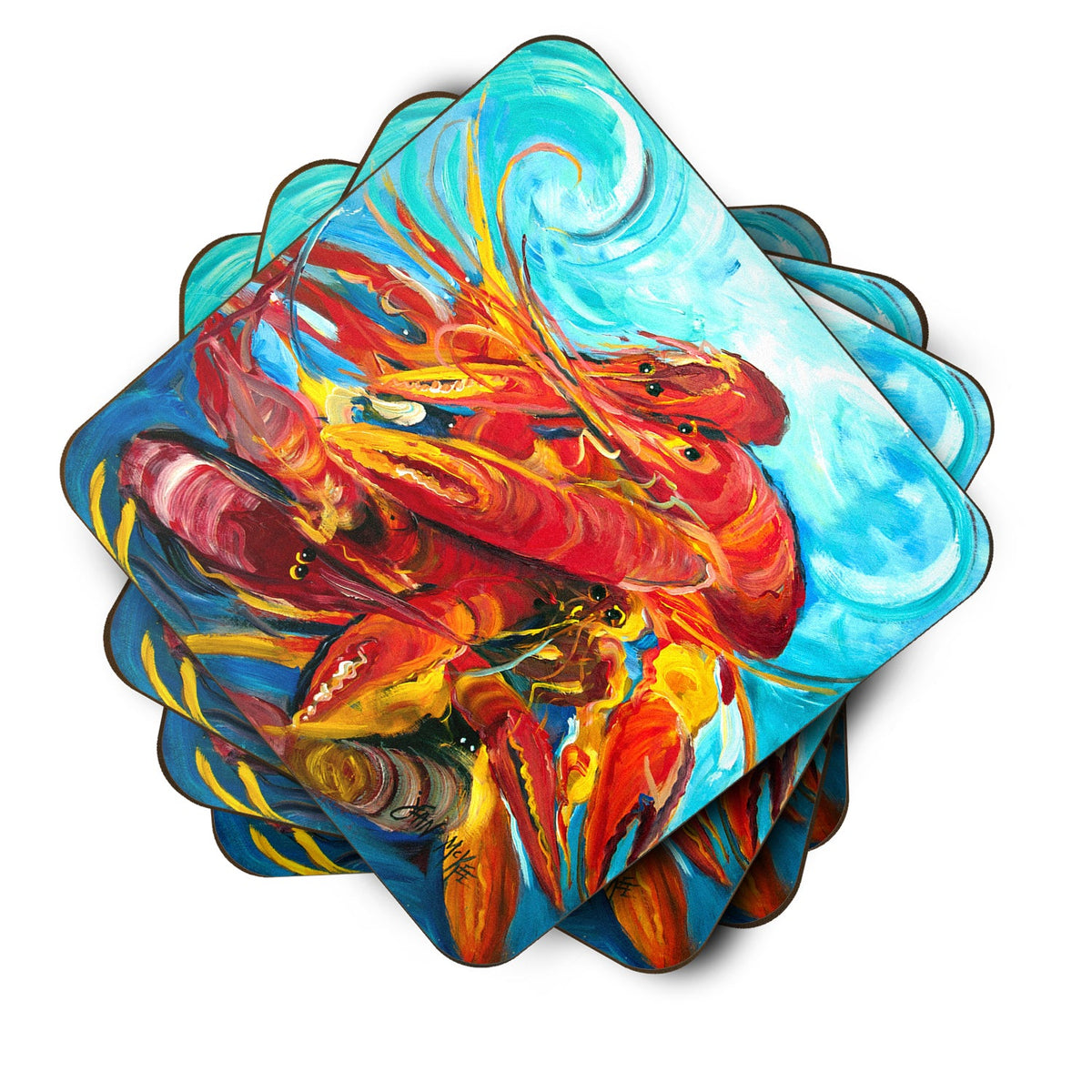 Crawfish Foam Coasters Set of 4 Cup Coasters for Indoor Outdoor, Tabletop Protection, Anti Slip, Mouse pad Material