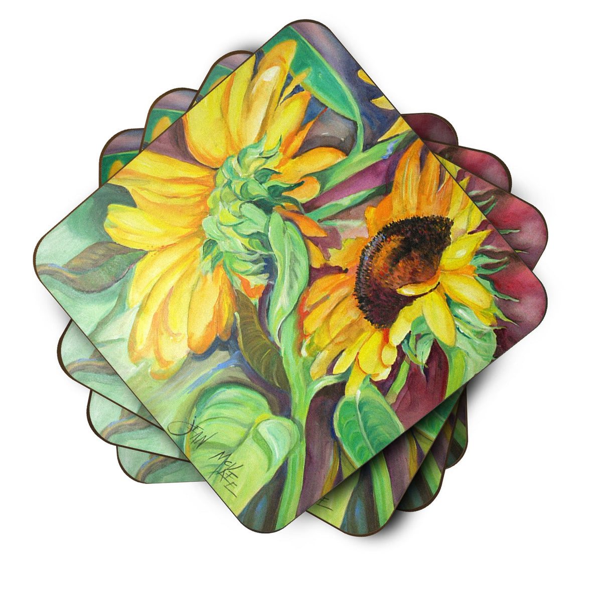 Sunflowers Foam Coasters Set of 4 Cup Coasters for Indoor Outdoor, Tabletop Protection, Anti Slip, Mouse pad Material