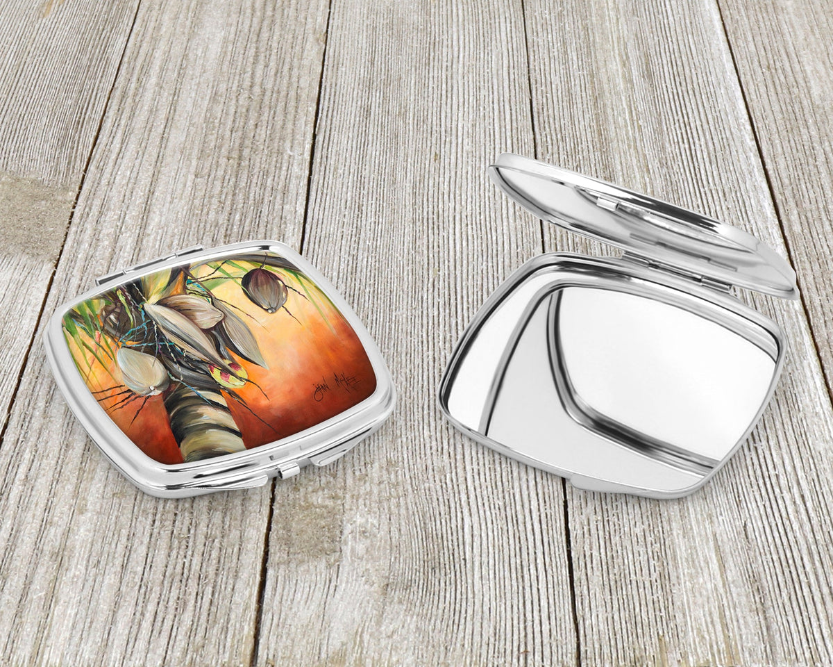 Orange Coconut Tree Compact Mirror Decorative Travel Makeup Mirror for Women Girls Gifts Pocket Makeup Mirror Folding Handheld
