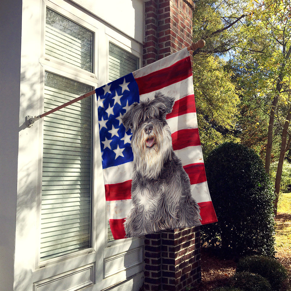 USA American Flag with Schnauzer House Flag 28x40 Porch Sleeve Pole Decorative Outside Yard Banner Artwork Wall Hanging, Polyester