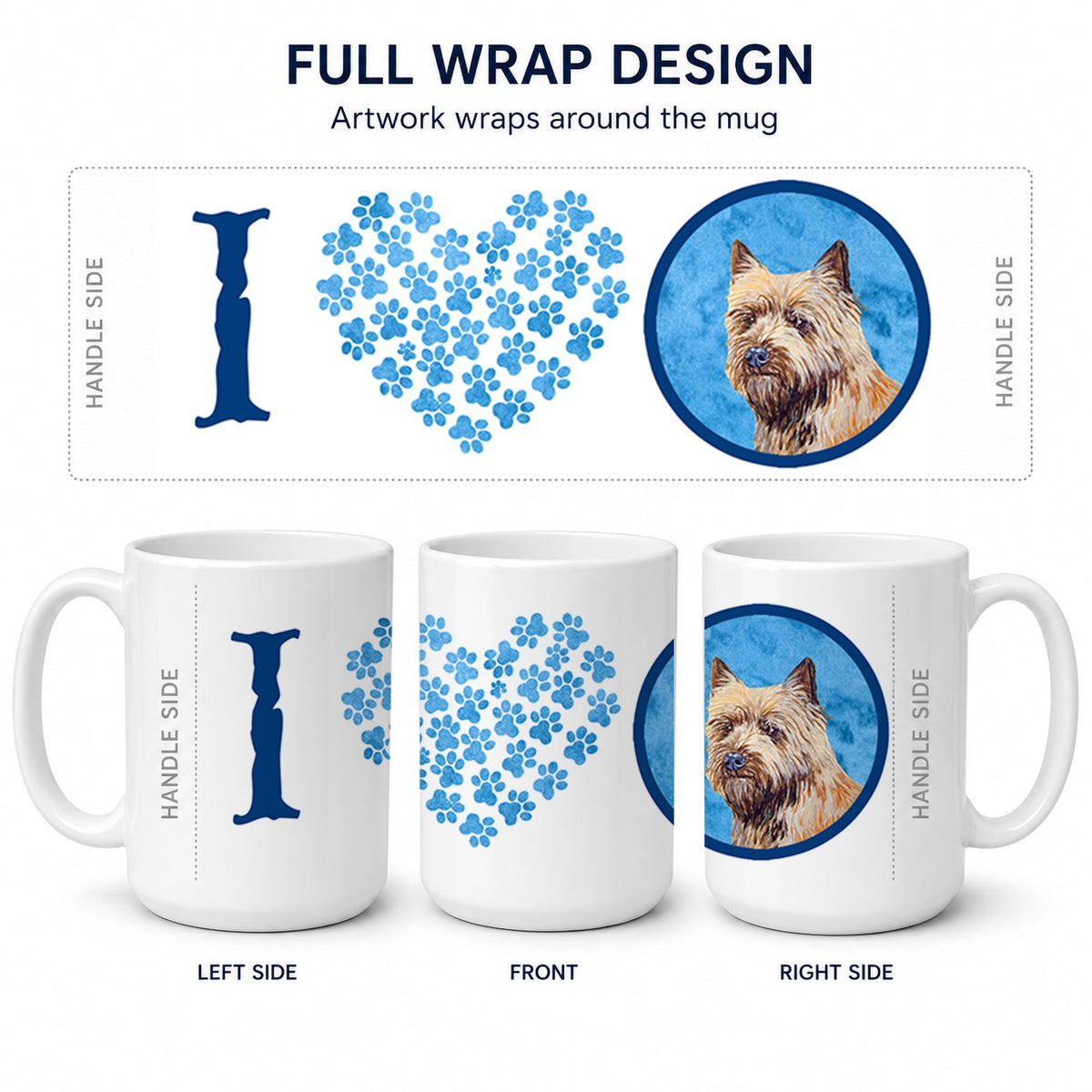 Blue Cairn Terrier Ceramic Coffee Mug 15 oz Decorative Large C Handle Mug Cup for Tea, Cocoa Hot Chocolate