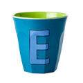 Melamine Cup - Medium with Alphabet in Bluish Colors | Letter E