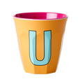 Melamine Cup - Medium with Alphabet in Pinkish Colors | Letter U