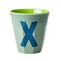 Melamine Cup - Medium with Alphabet in Bluish Colors | Letter X