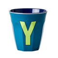 Melamine Cup - Medium with Alphabet in Bluish Colors | Letter Y