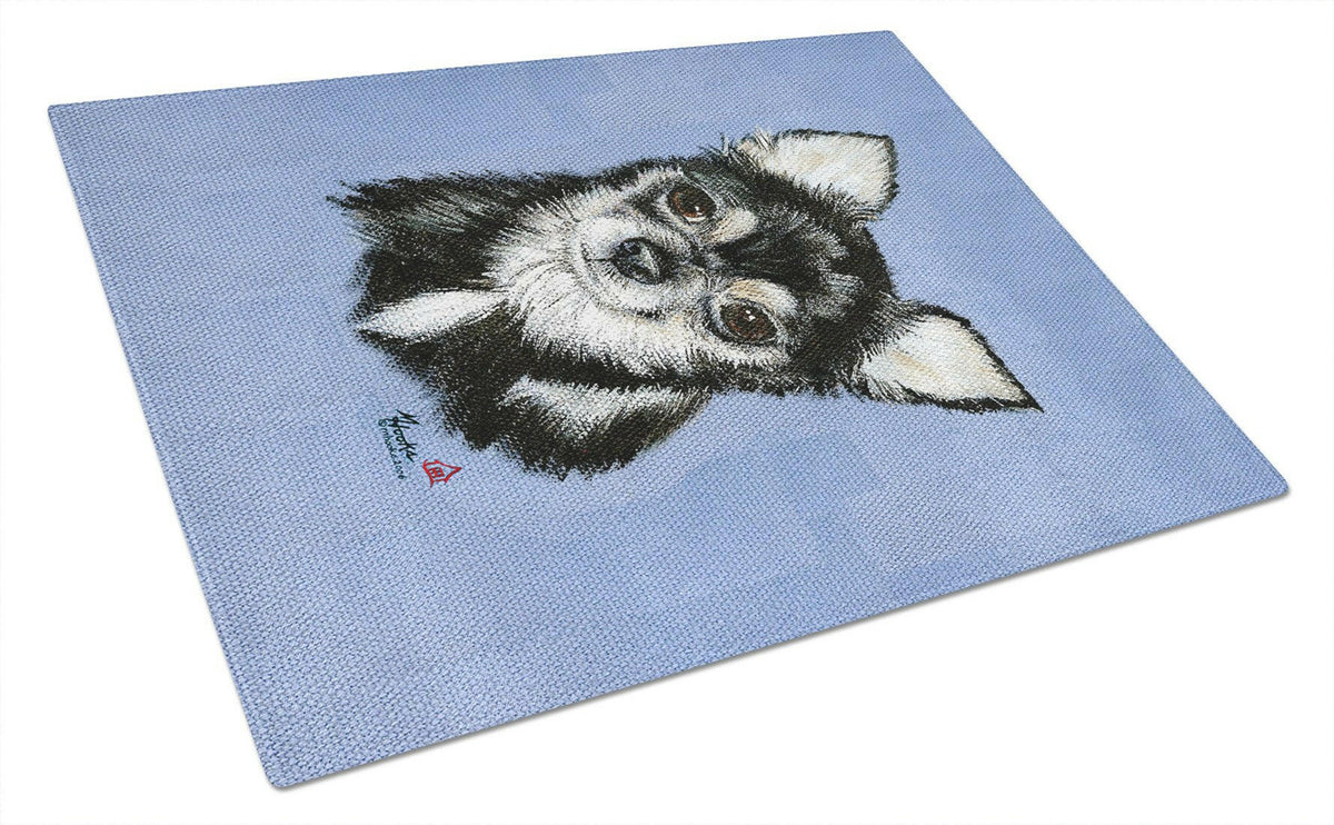 Chihuahua in blue Cutting Board Tempered Glass Kitchen Cutting Surface, Heat Resistant Chopping, Non-Slip Feet, Food Prep & Serving