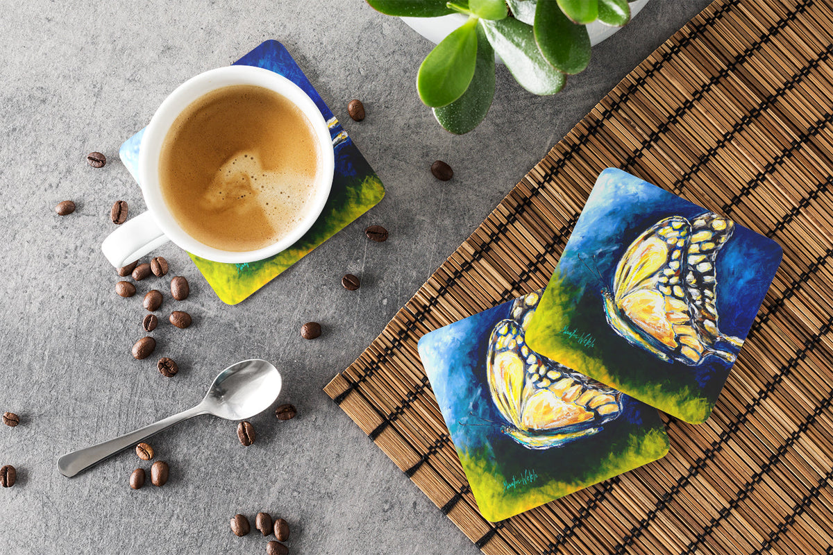 Insect - Butterly Forward Motion Foam Coasters Set of 4 Cup Coasters for Indoor Outdoor, Tabletop Protection, Anti Slip, Mouse pad Material