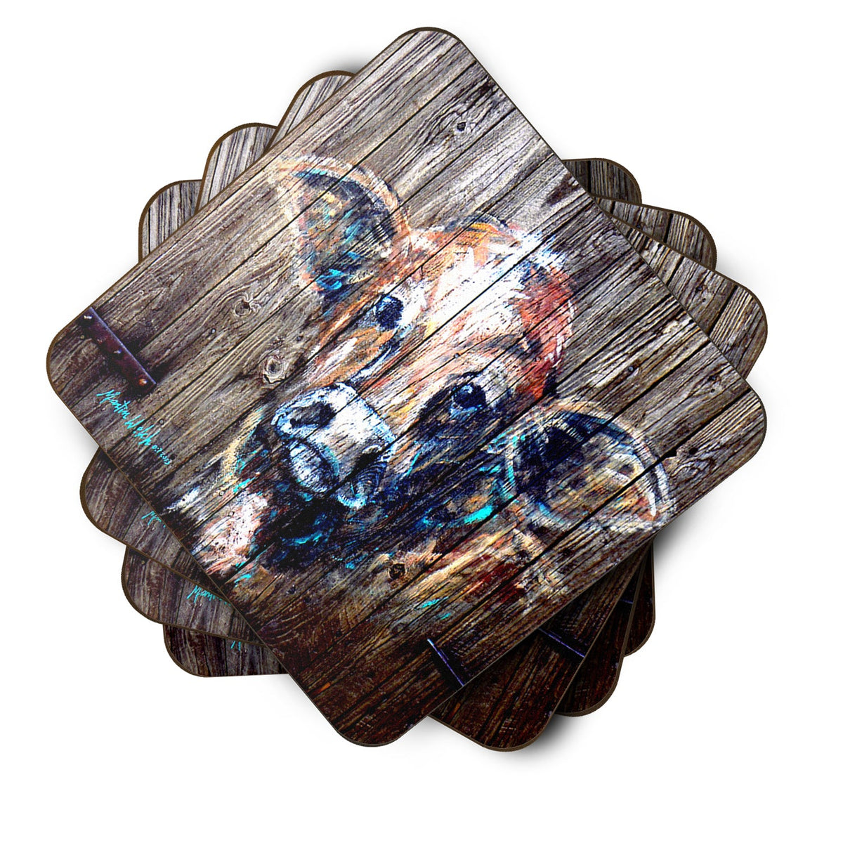 Cow Moo Shine Foam Coasters Set of 4 Cup Coasters for Indoor Outdoor, Tabletop Protection, Anti Slip, Mouse pad Material