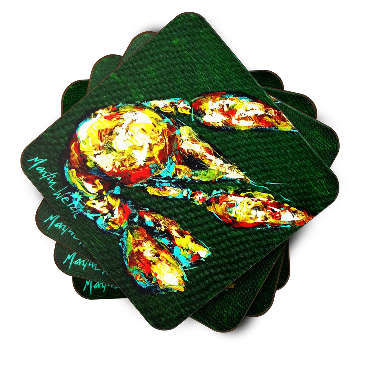 Crawfish Smudge Foam Coasters Set of 4 Cup Coasters for Indoor Outdoor, Tabletop Protection, Anti Slip, Mouse pad Material