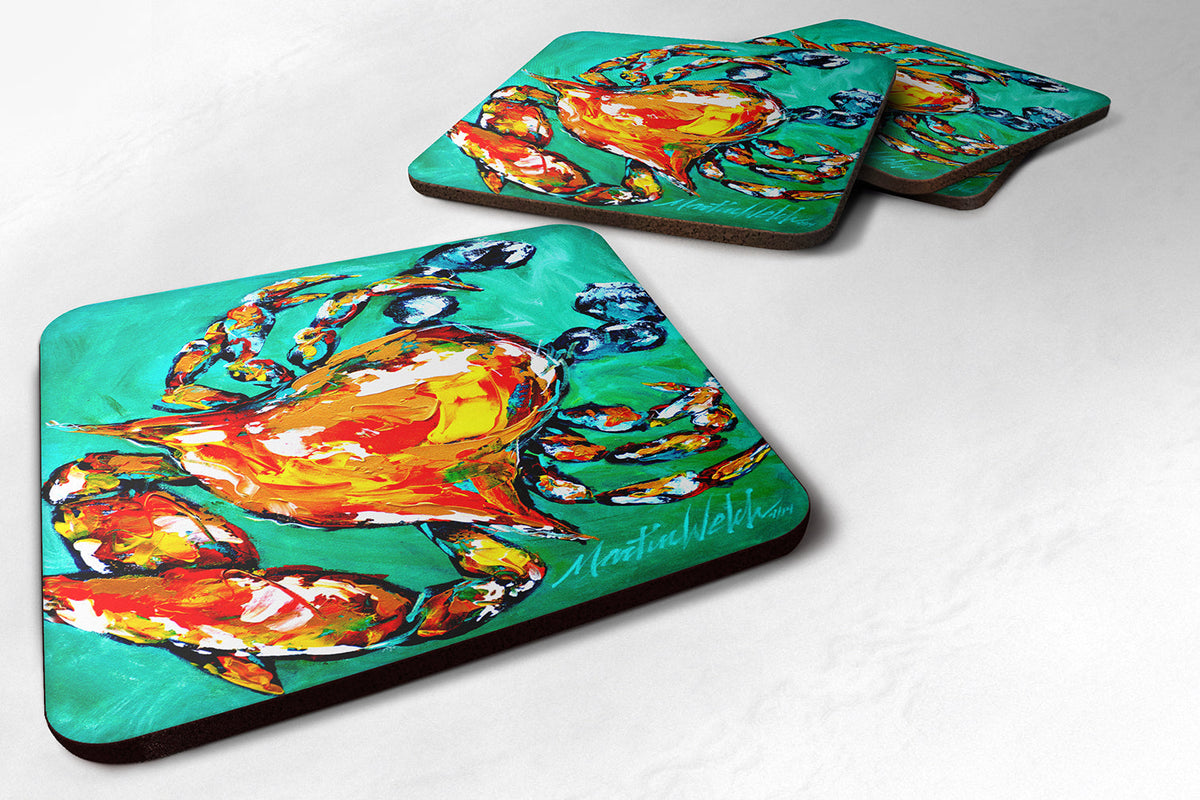 Crab Foam Coasters Set of 4 Cup Coasters for Indoor Outdoor, Tabletop Protection, Anti Slip, Mouse pad Material