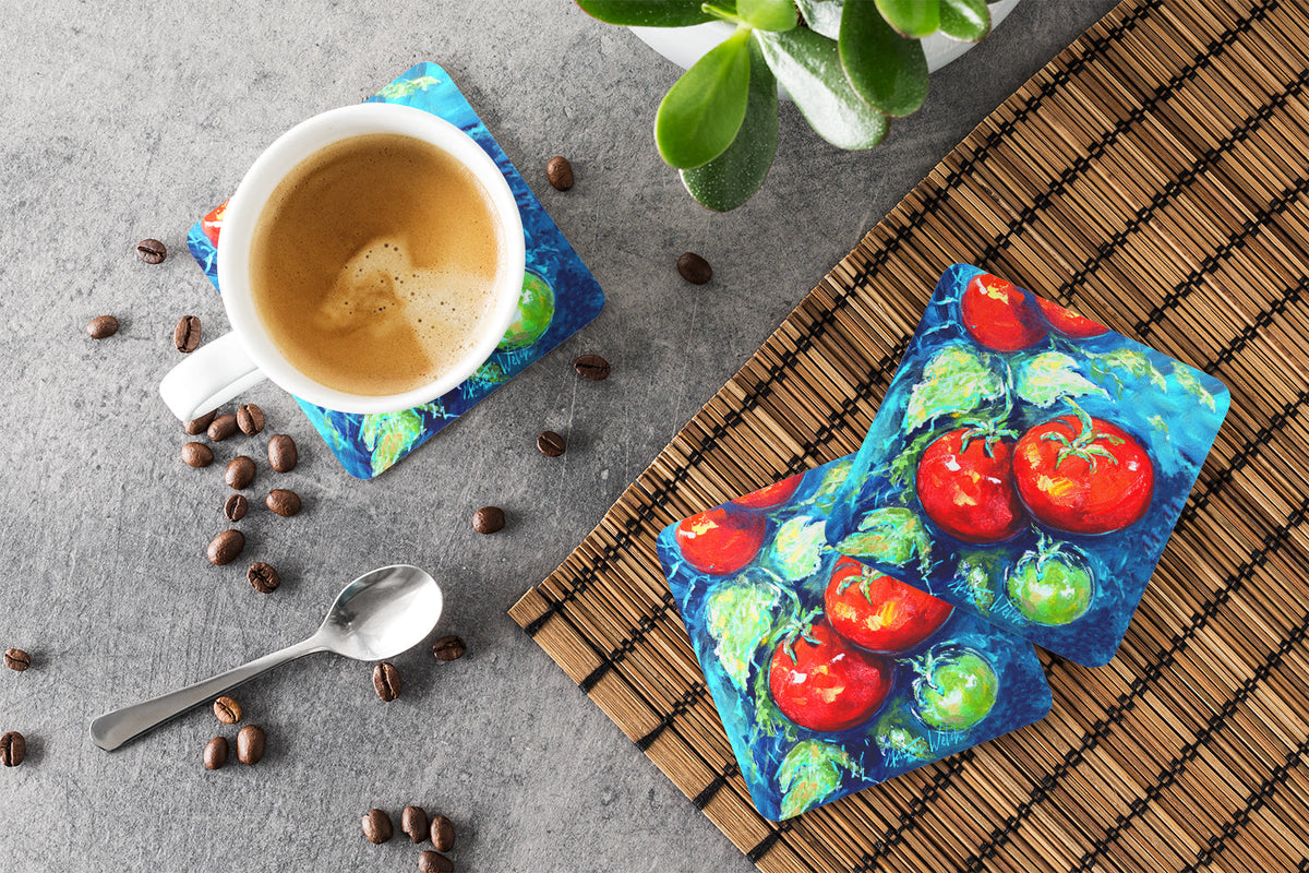 Vegetables - Tomatoes on the vine Foam Coasters Set of 4 Cup Coasters for Indoor Outdoor, Tabletop Protection, Anti Slip, Mouse pad Material
