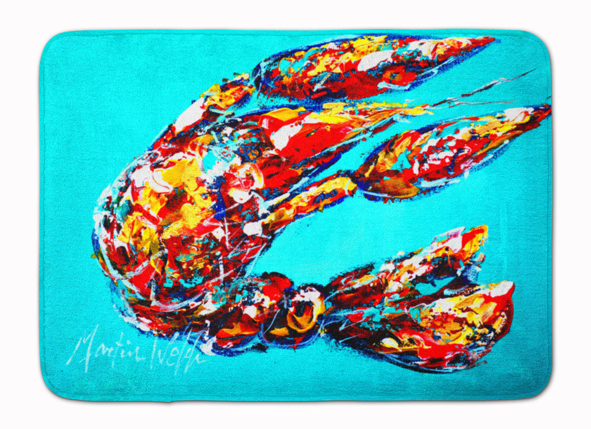 Lucy the Crawfish in blue Memory Foam Kitchen Mat Machine Washable Anti-Fatigue Cushion Comfort Bath or Kitchen Rug
