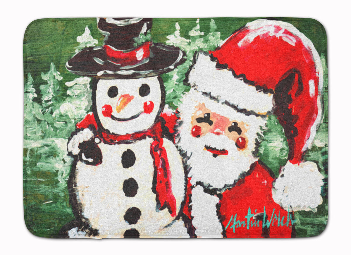 Friends Snowman and Santa Claus Memory Foam Kitchen Mat Machine Washable Anti-Fatigue Cushion Comfort Bath or Kitchen Rug