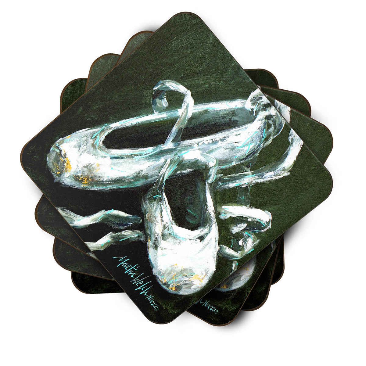 Ballet Golden Toes Foam Coasters Set of 4 Cup Coasters for Indoor Outdoor, Tabletop Protection, Anti Slip, Mouse pad Material