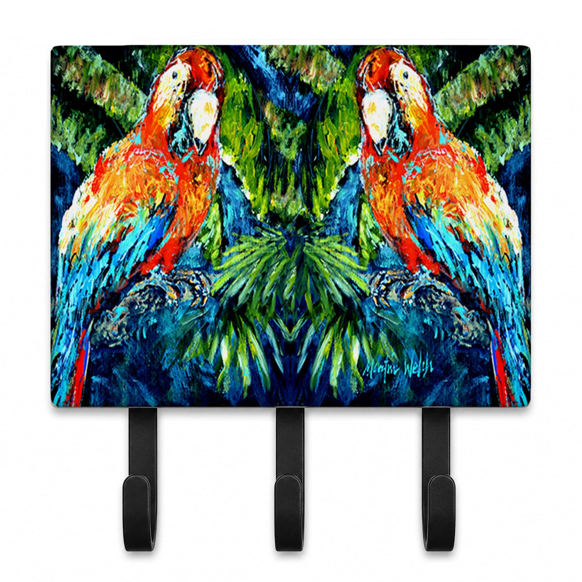 Parrots Yo Yo Mama Leash or Key Holder Wall Hooks, Coat Rack Wall Mount, for Hanging Keys, Towels, Aprons, Leashes