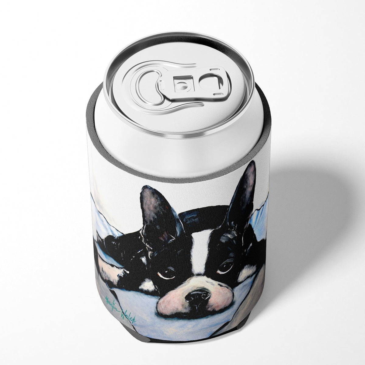 Boston Terrier Jake Dog Tired Can or Bottle Hugger Cooler Sleeve for Standard 12 oz Cans, Insulated Foam Beer & Soda Can Hugger Reusable