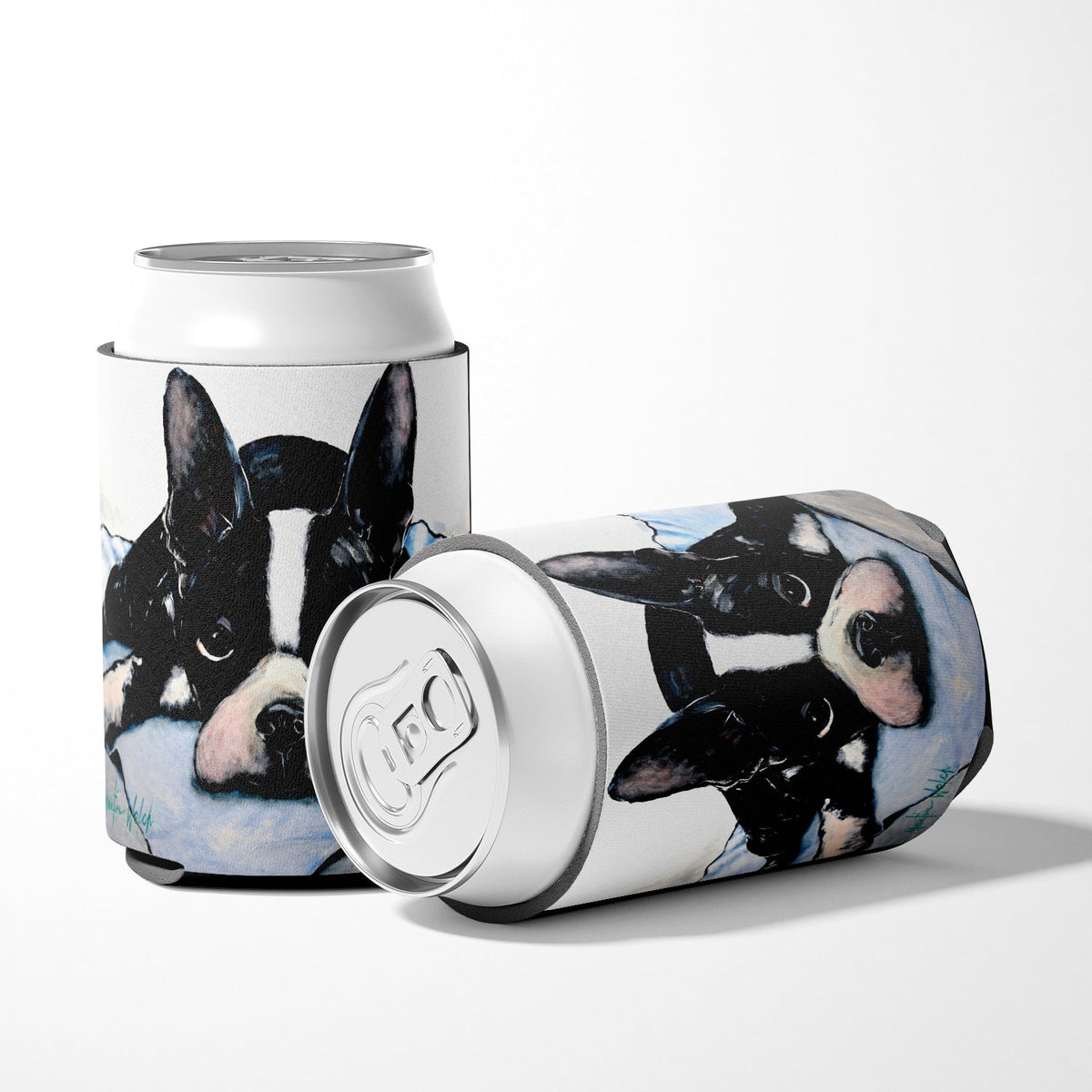 Boston Terrier Jake Dog Tired Can or Bottle Hugger Cooler Sleeve for Standard 12 oz Cans, Insulated Foam Beer & Soda Can Hugger Reusable