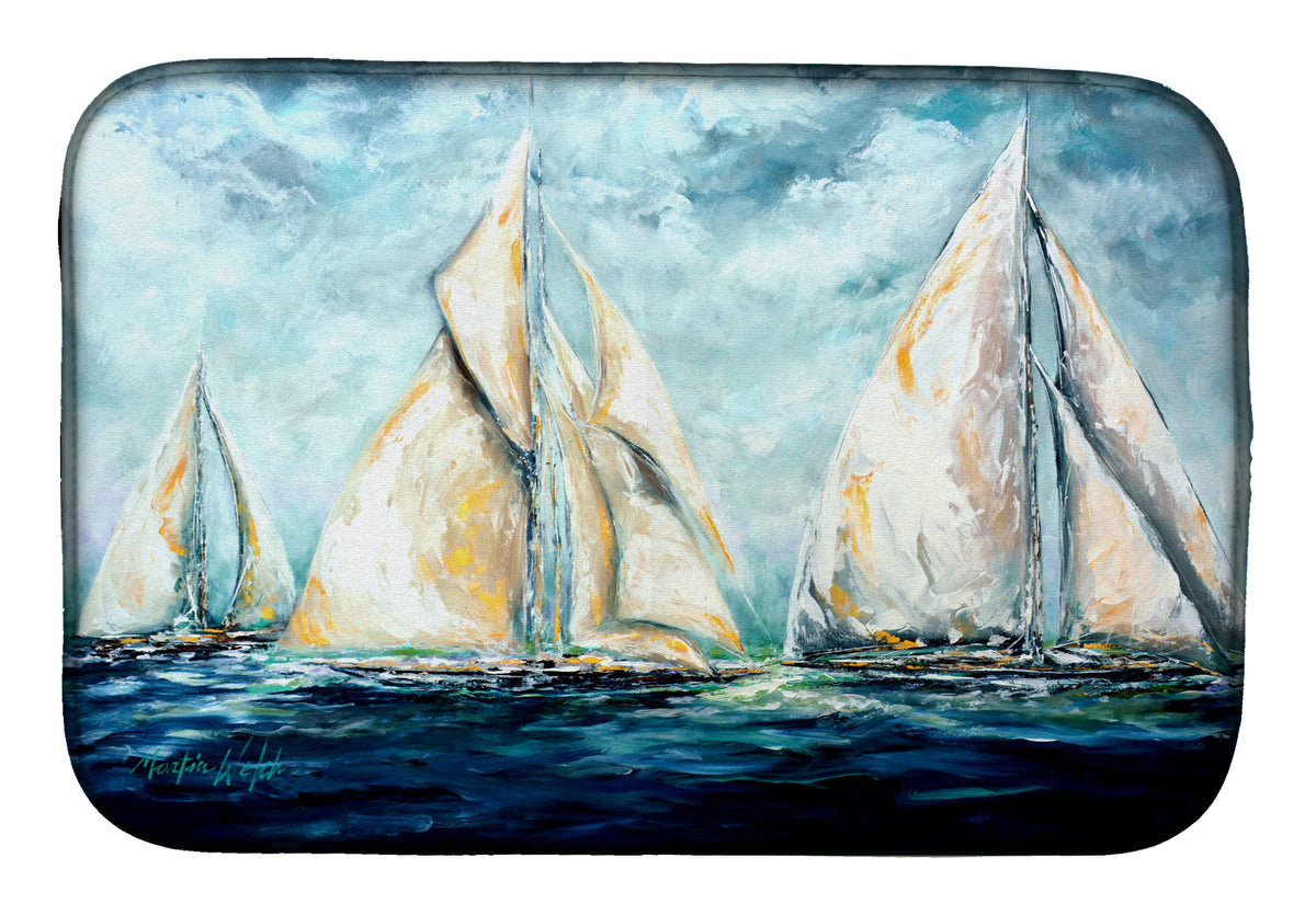 The Last Mile Sail boats Dish Drying Mat Absorbent Dish Drying Mat Pad for Kitchen Counter Dish Drainer Mat for Countertop, 14 x 21", Multicolor