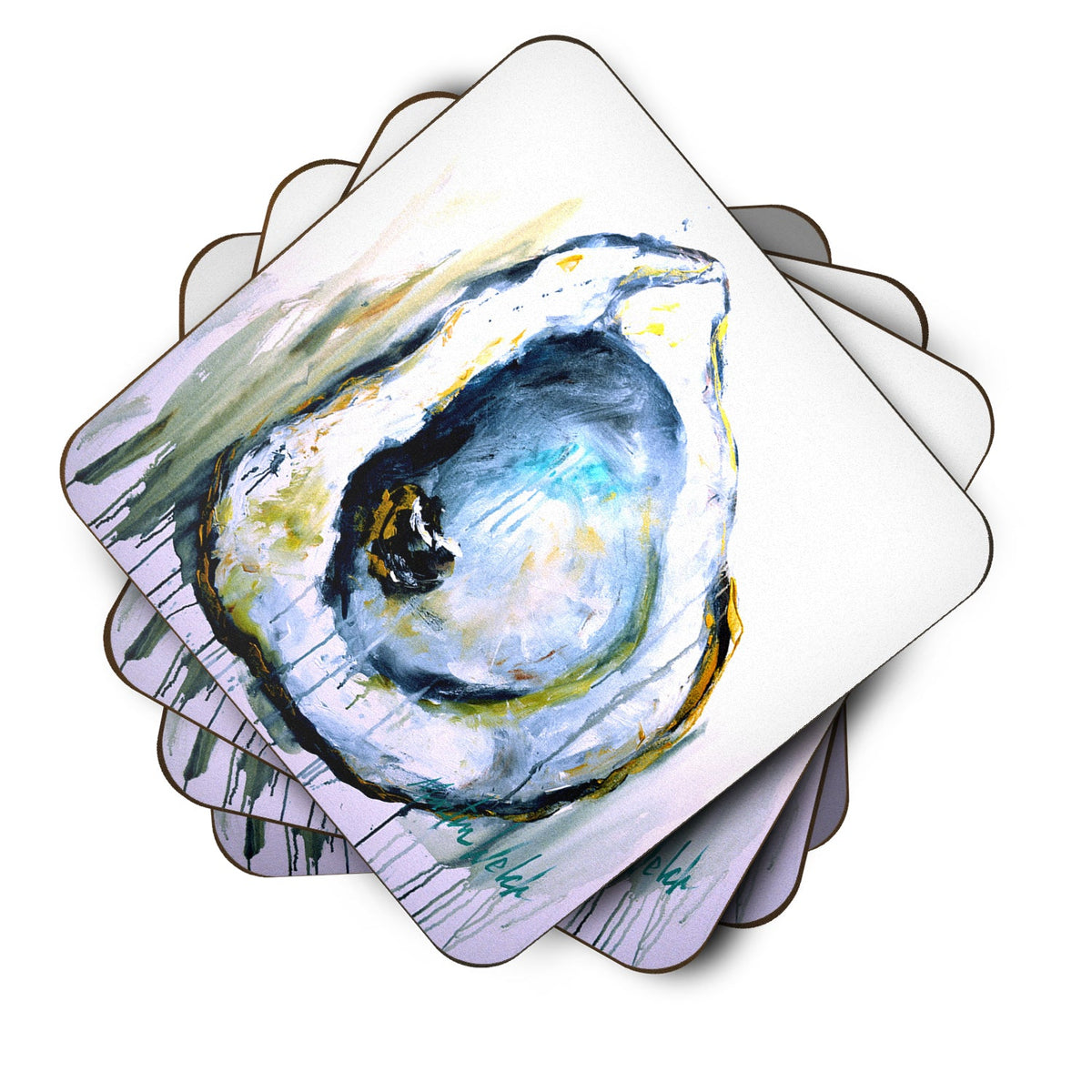 Aqua Sand Oyster Foam Coasters Set of 4 Cup Coasters for Indoor Outdoor, Tabletop Protection, Anti Slip, Mouse pad Material