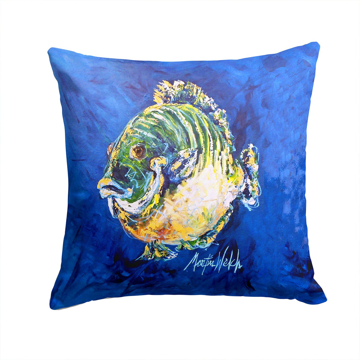 Blue Gill Decorative Throw Pillow 14x14 Indoor Outdoor Accent Cushion, Fabric Cover with Insert for Sofa, Bed, Porch & Living Room