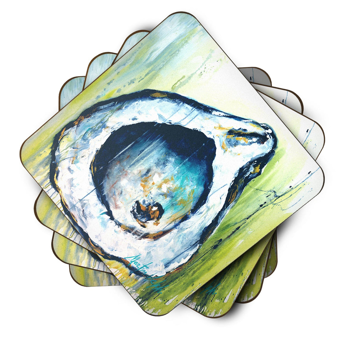 Blue Rock Oyster Foam Coasters Set of 4 Cup Coasters for Indoor Outdoor, Tabletop Protection, Anti Slip, Mouse pad Material