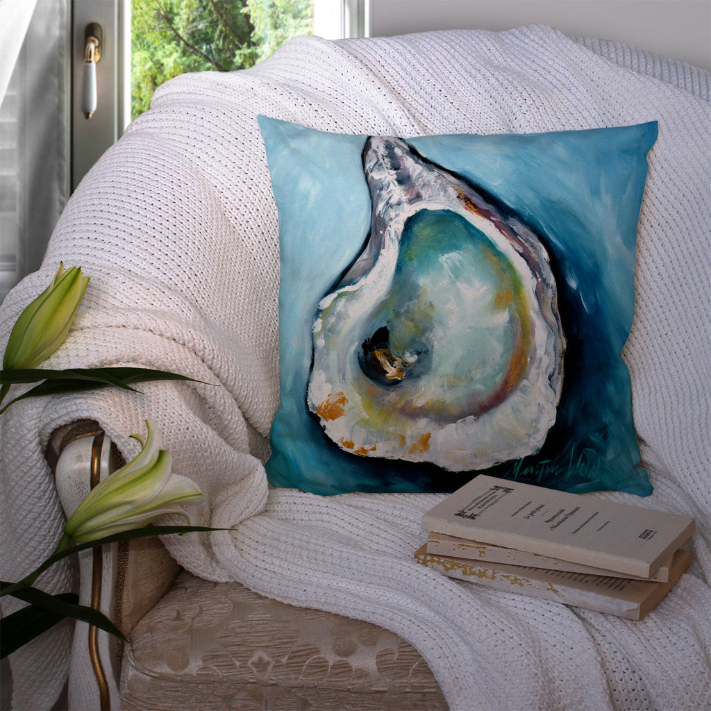 Oyster J Mac Decorative Throw Pillow 14x14 Indoor Outdoor Accent Cushion, Fabric Cover with Insert for Sofa, Bed, Porch & Living Room