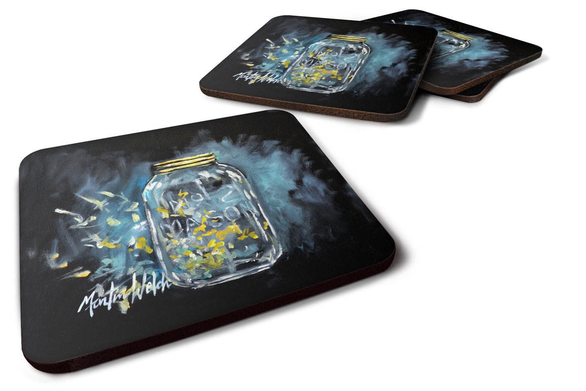 Lightning Bugs Foam Coasters Set of 4 Cup Coasters for Indoor Outdoor, Tabletop Protection, Anti Slip, Mouse pad Material