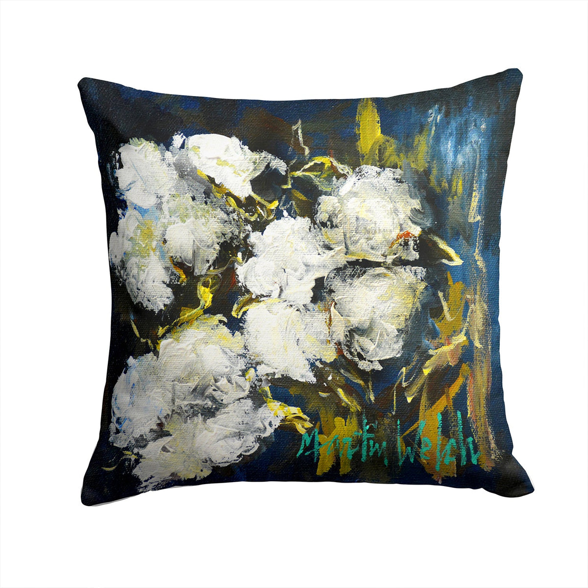 Three Boll Cotton Decorative Throw Pillow 14x14 Indoor Outdoor Accent Cushion, Fabric Cover with Insert for Sofa, Bed, Porch & Living Room