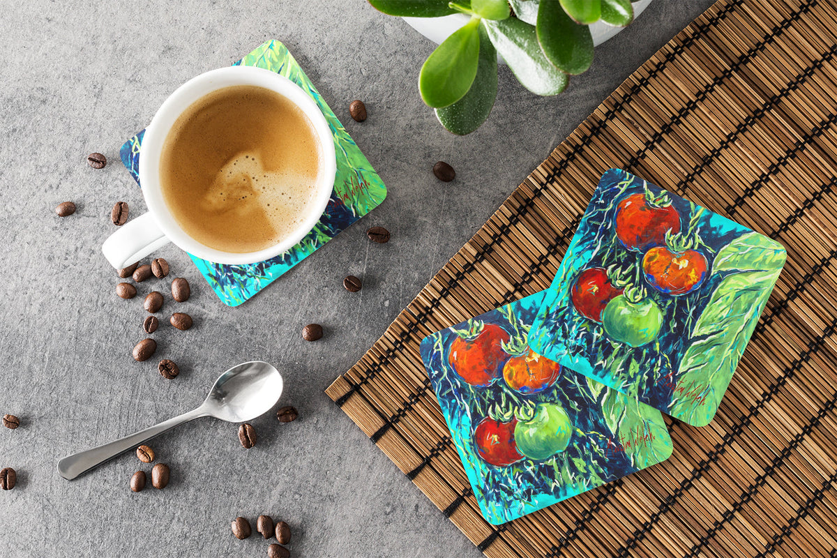 Tomatoe Tomato Foam Coasters Set of 4 Cup Coasters for Indoor Outdoor, Tabletop Protection, Anti Slip, Mouse pad Material