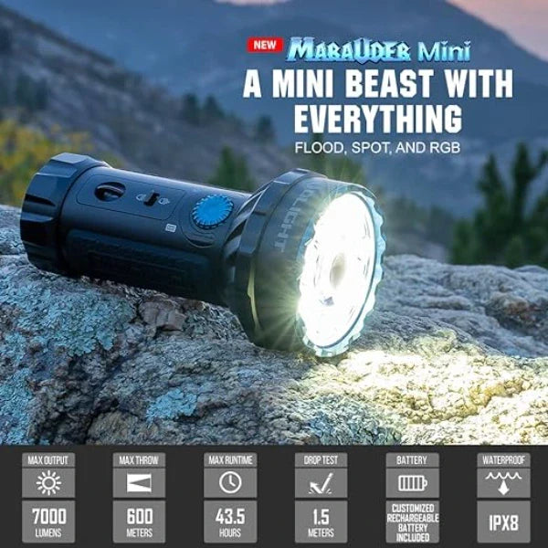 OLIGHT MARAUDERMINIBK Marauder Mini Powerful LED Flashlight With RGB - Black