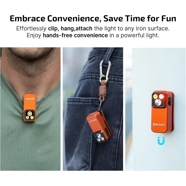 OLIGHT OCLIPPROOGC2M Oclip Pro Clip on Flashlight with Floodlight Spotlight and Red Light - Orange