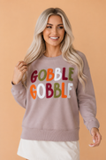 GOBBLE Thanksgiving Raw Hem Sweatshirt