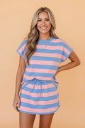 Stripe Dolman Tee & Drawstring Skort Set