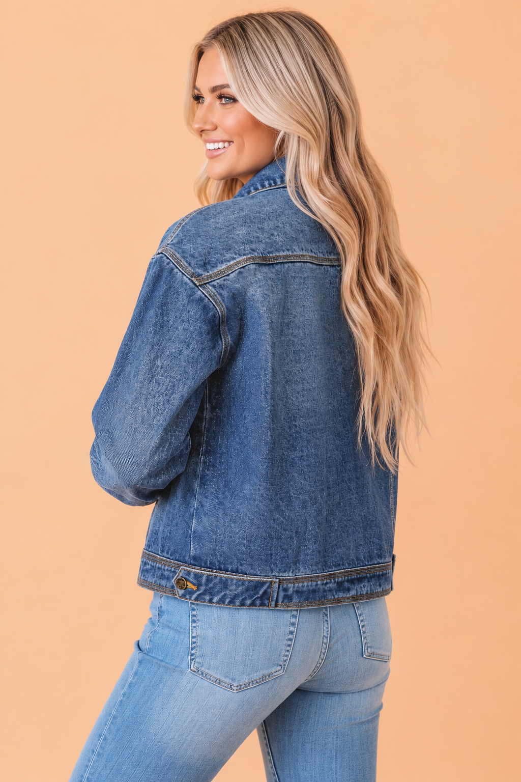Western Vintage Wash Denim Button Up Jacket