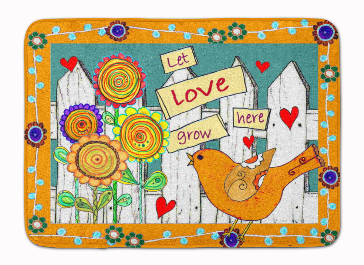 Let Love Grow Here Memory Foam Kitchen Mat Machine Washable Anti-Fatigue Cushion Comfort Bath or Kitchen Rug