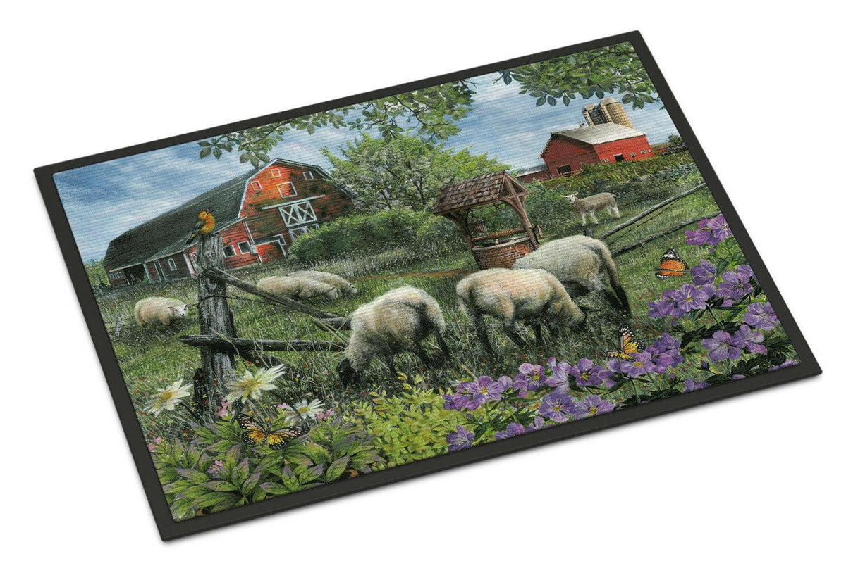 Pleasant Valley Sheep Farm Doormat Indoor Outdoor 18H X 27W Front Door Mat Rugs for Entryway, Non Slip Washable