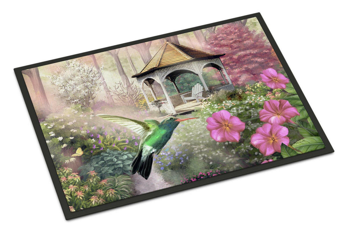 Garden Gazebo Hummingbird Doormat Indoor Outdoor 18H X 27W Front Door Mat Rugs for Entryway, Non Slip Washable