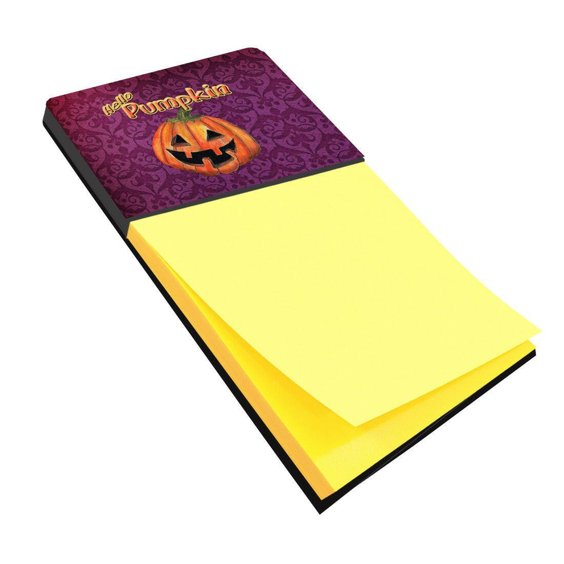 Hello Pumpkin Halloween Watercolor Sticky Note Holder Refillable Dispenser Desk Accessory 3x3 Pad Gift