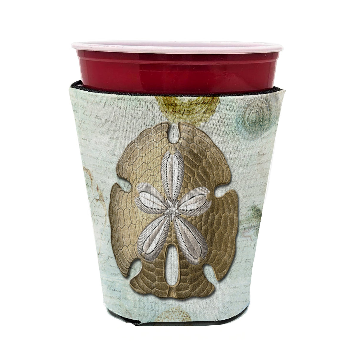 Beach Gold Sand Dollar Red Cup Hugger Sleeve for 16–22 oz Party Cups, Insulated Foam Drink Holder for Iced Coffee, Tailgate & BBQ Reusable