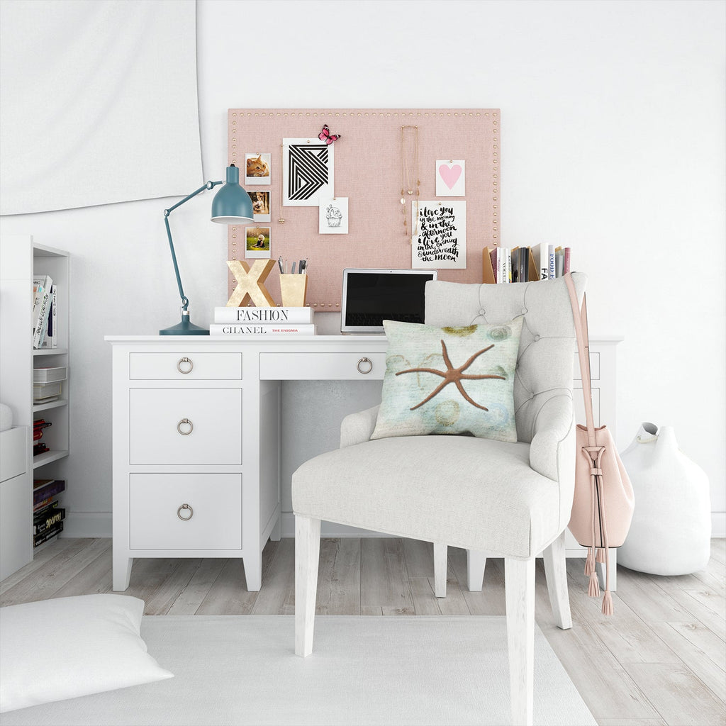 Beach Red Serpent Starfish Decorative Throw Pillow 14x14 Indoor Outdoor Accent Cushion, Fabric Cover with Insert for Sofa, Bed, Porch & Living Room