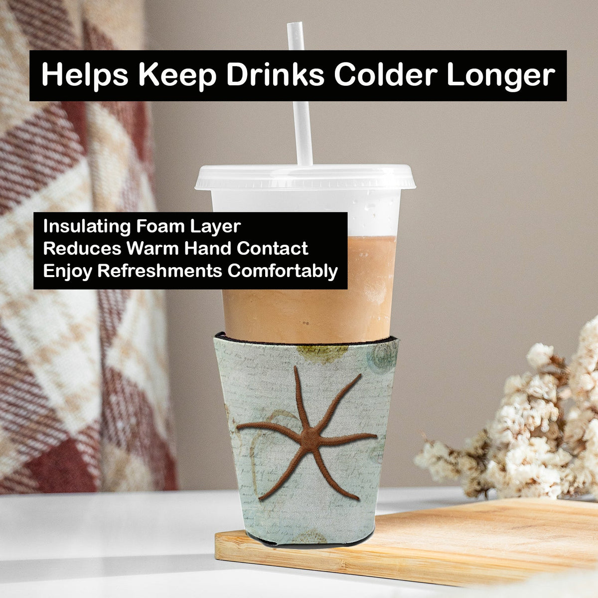 Beach Red Serpent Starfish Red Cup Hugger Sleeve for 16–22 oz Party Cups, Insulated Foam Drink Holder for Iced Coffee, Tailgate & BBQ Reusable