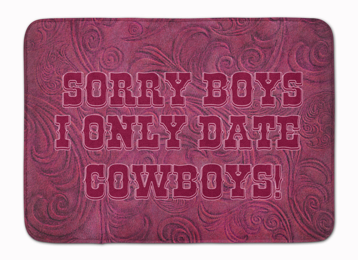 Sorry Boys I only date cowboys in pink Memory Foam Kitchen Mat Machine Washable Anti-Fatigue Cushion Comfort Bath or Kitchen Rug