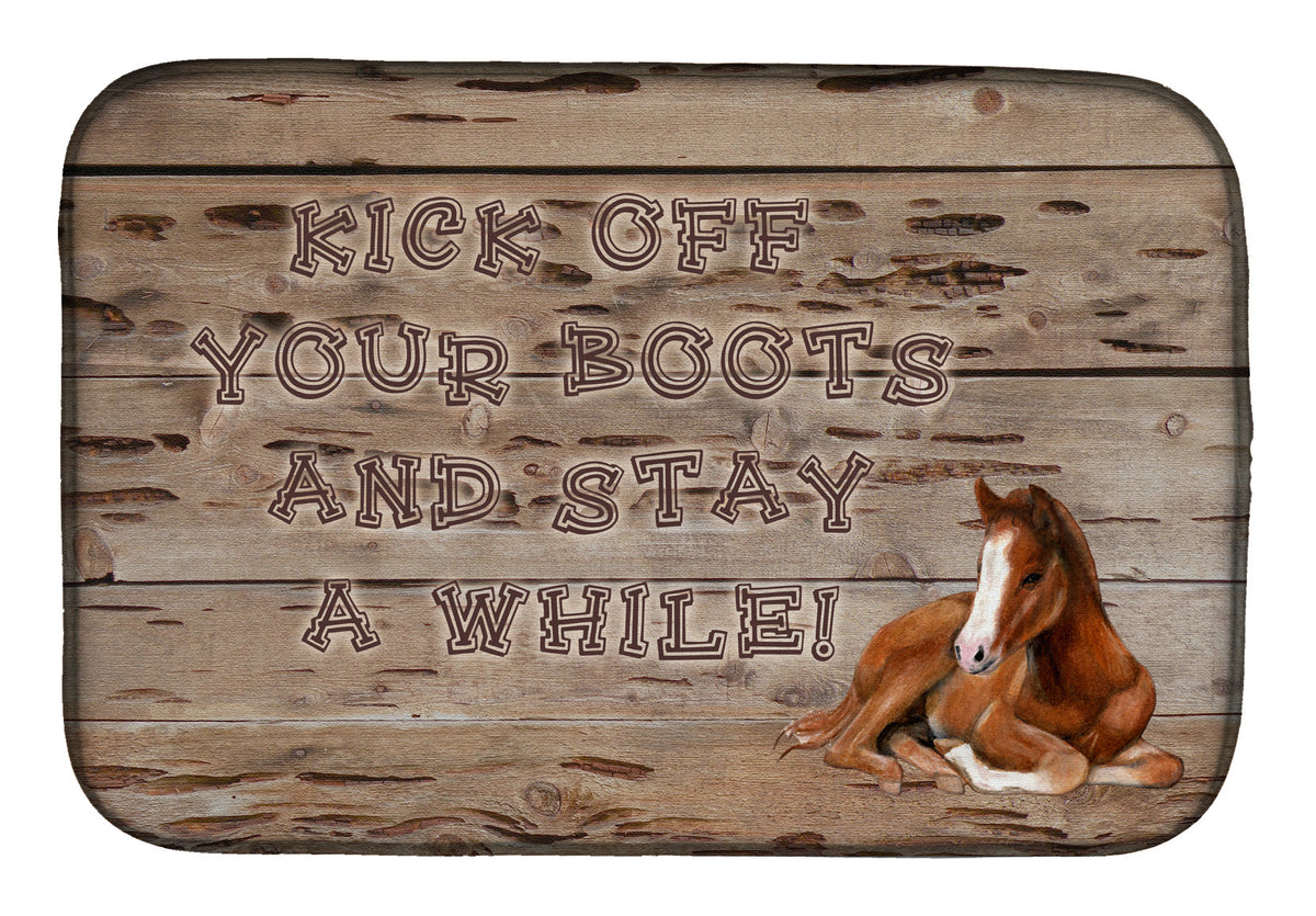 Kick off your boots and stay a while Dish Drying Mat Absorbent Dish Drying Mat Pad for Kitchen Counter Dish Drainer Mat for Countertop, 14 x 21", Multicolor