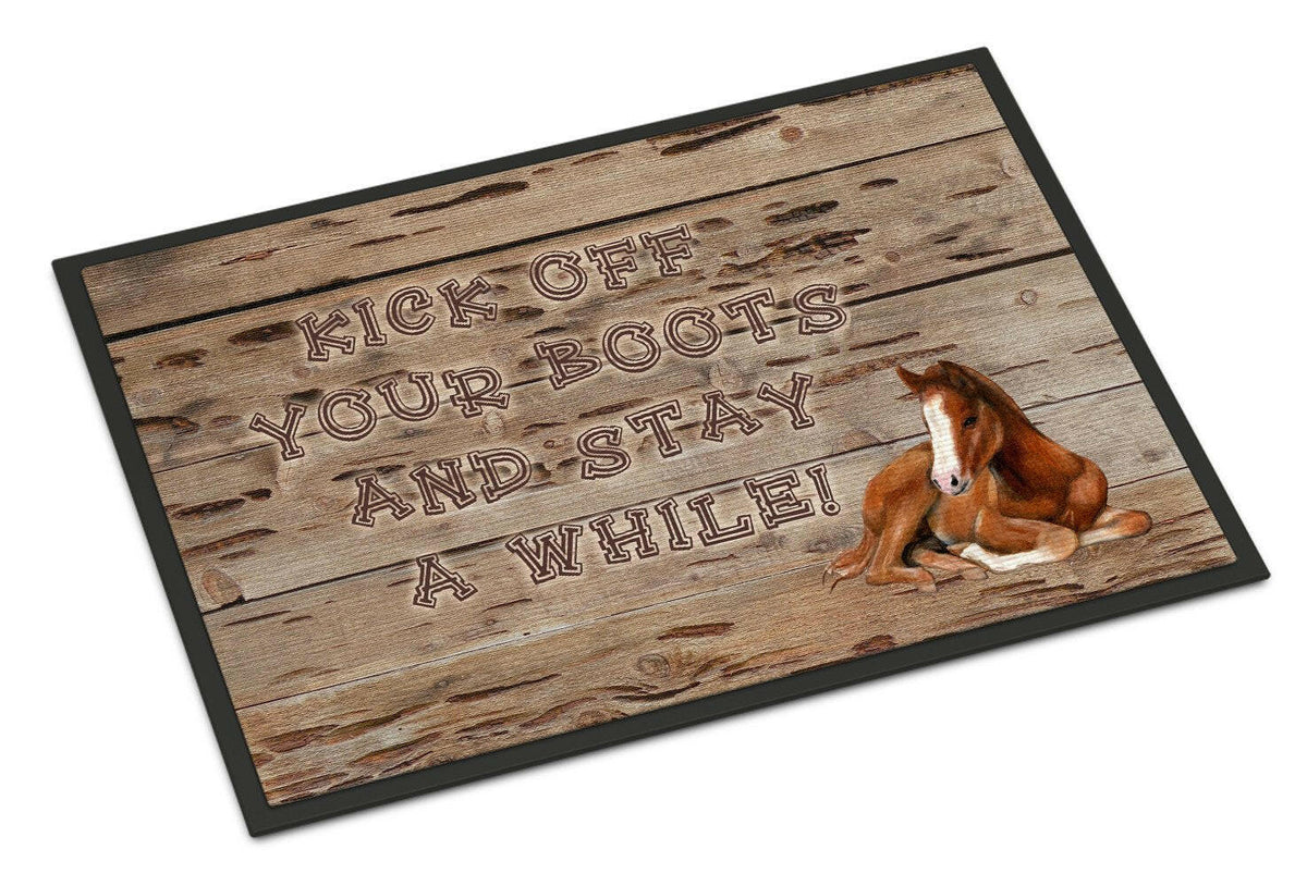 Kick off your boots and stay a while Doormat Indoor Outdoor 18H X 27W Front Door Mat Rugs for Entryway, Non Slip Washable