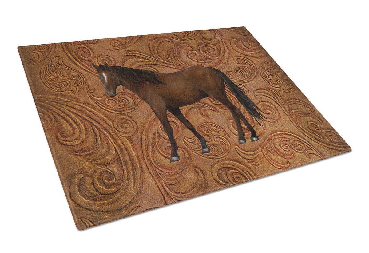 Horse Cutting Board Tempered Glass Kitchen Cutting Surface, Heat Resistant Chopping, Non-Slip Feet, Food Prep & Serving