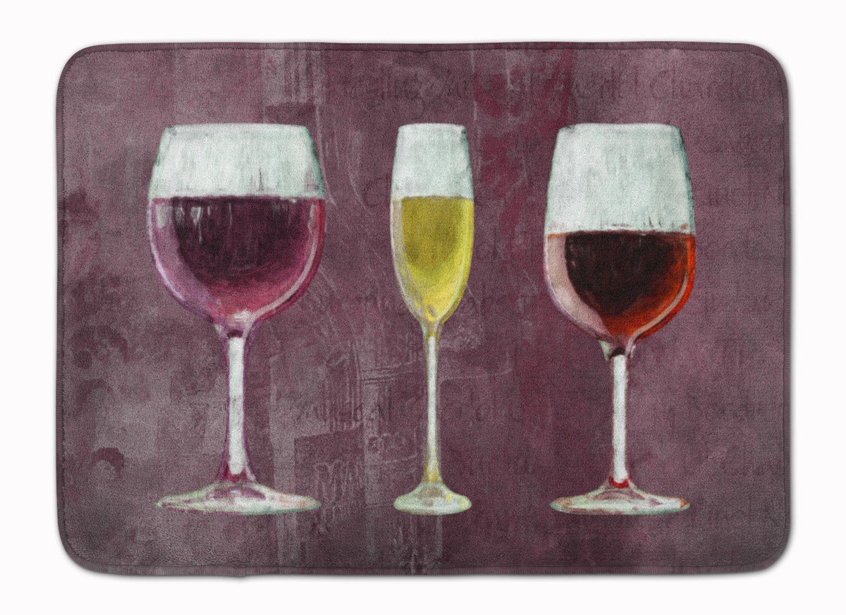 Three Glasses of Wine Purple Memory Foam Kitchen Mat Machine Washable Anti-Fatigue Cushion Comfort Bath or Kitchen Rug